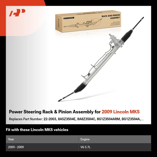 Power Steering Rack & Pinion Assembly for 2009 Lincoln MKS
