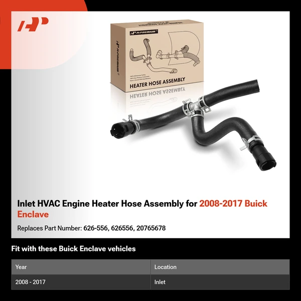Inlet HVAC Engine Heater Hose Assembly for 2008-2017 Buick Enclave