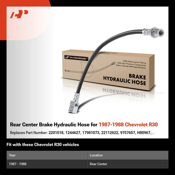 Rear Center Brake Hydraulic Hose for 1987-1988 Chevrolet R30