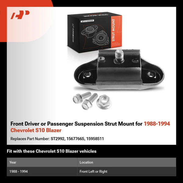 Front Driver or Passenger Suspension Strut Mount for 1988-1994 Chevrolet S10 Blazer