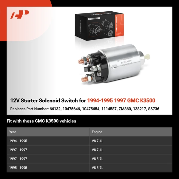 12V Starter Solenoid Switch for 1994-1995 1997 GMC K3500