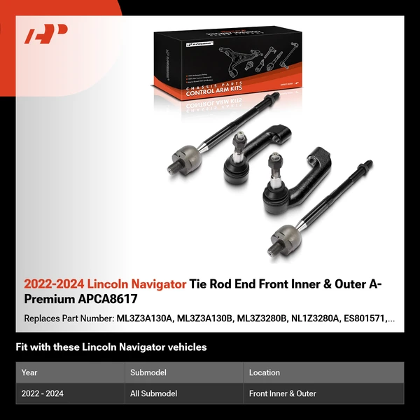 2022-2024 Lincoln Navigator Tie Rod End Front Inner & Outer A-Premium APCA8617