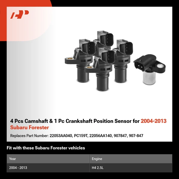 4 Pcs Camshaft & 1 Pc Crankshaft Position Sensor for 2004-2013 Subaru Forester