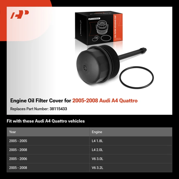 Engine Oil Filter Cover for 2005-2008 Audi A4 Quattro