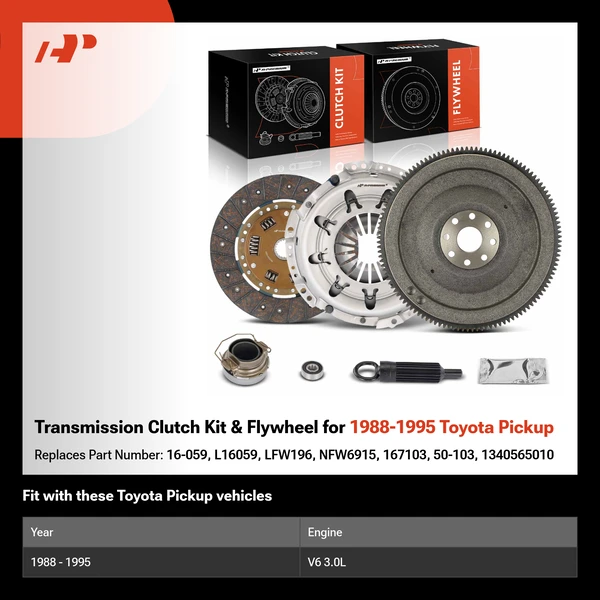 Transmission Clutch Kit & Flywheel for 1988-1995 Toyota Pickup