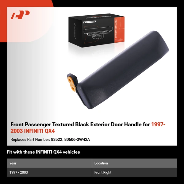 Front Passenger Textured Black Exterior Door Handle for 1997-2003 INFINITI QX4