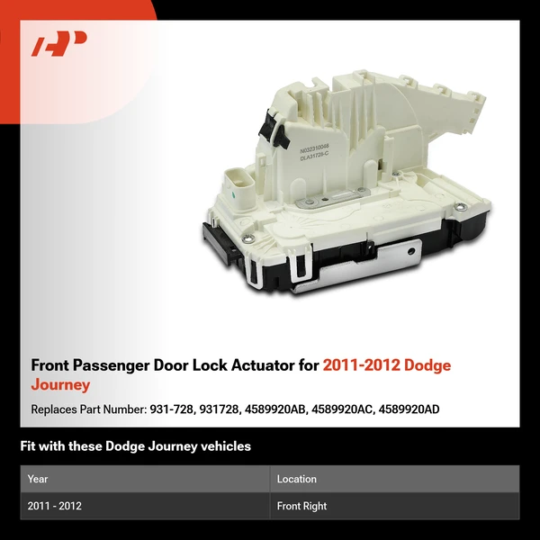 Front Passenger Door Lock Actuator for 2011-2012 Dodge Journey