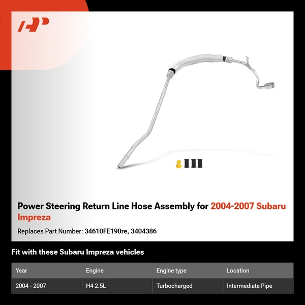 Power Steering Return Line Hose Assembly for 2004-2007 Subaru Impreza