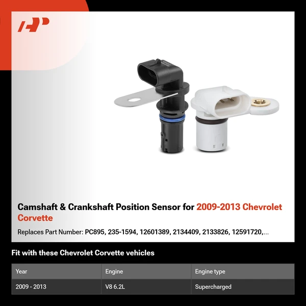 Camshaft & Crankshaft Position Sensor for 2009-2013 Chevrolet Corvette