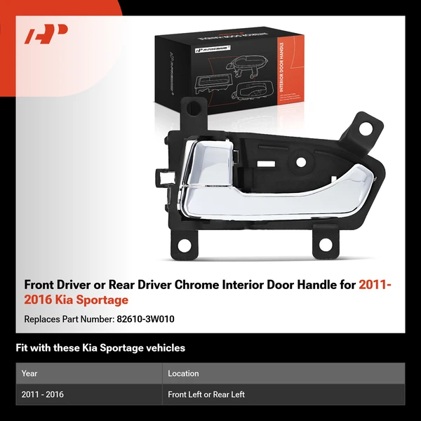 Front Driver or Rear Driver Chrome Interior Door Handle for 2011-2016 Kia Sportage