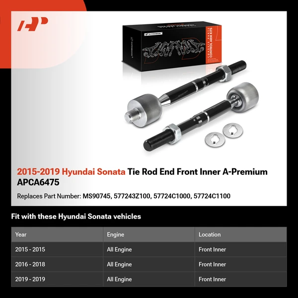 2015-2019 Hyundai Sonata Tie Rod End Front Inner A-Premium APCA6475