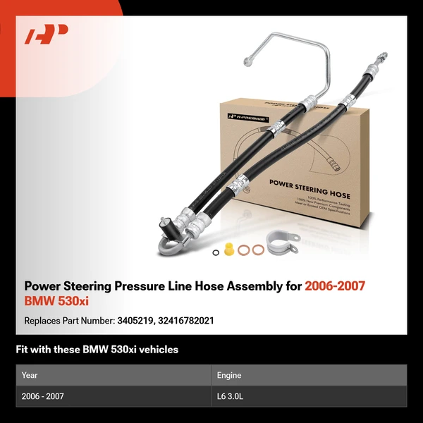 Power Steering Pressure Line Hose Assembly for 2006-2007 BMW 530xi