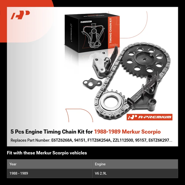 5 Pcs Engine Timing Chain Kit for 1988-1989 Merkur Scorpio