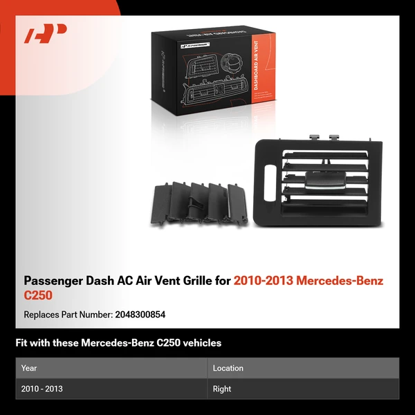 Passenger Dash AC Air Vent Grille for 2010-2013 Mercedes-Benz C250