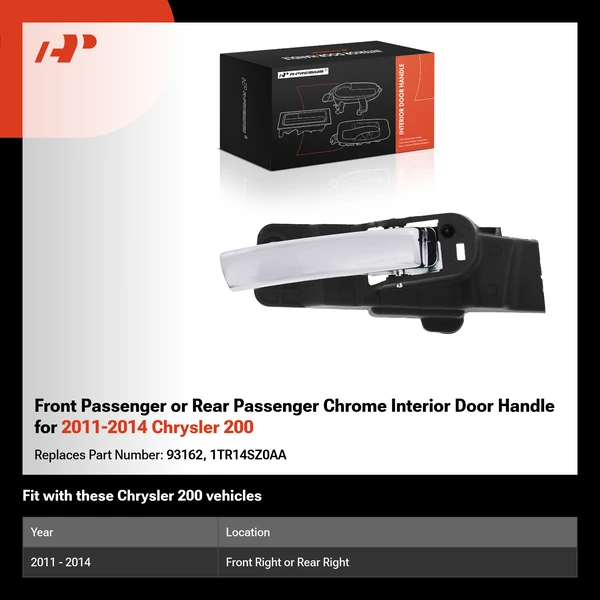 Front Passenger or Rear Passenger Chrome Interior Door Handle for 2011-2014 Chrysler 200