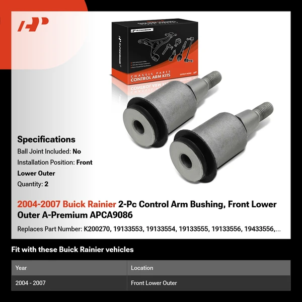 2004-2007 Buick Rainier 2-Pc Control Arm Bushing, Front Lower Outer A-Premium APCA9086