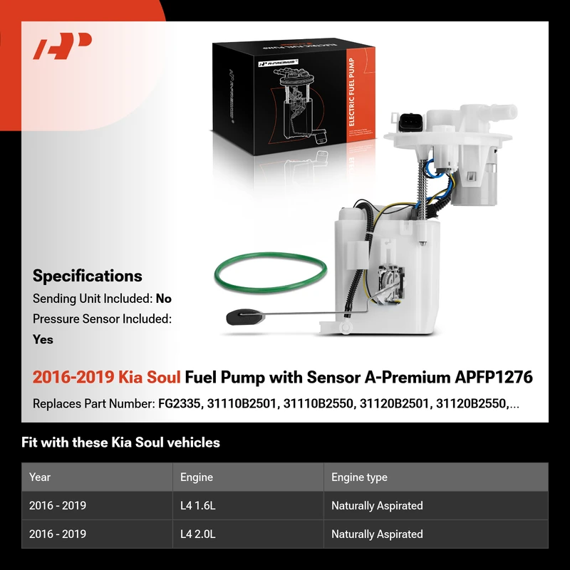 2016-2019 Kia Soul Fuel Pump with Sensor A-Premium APFP1276