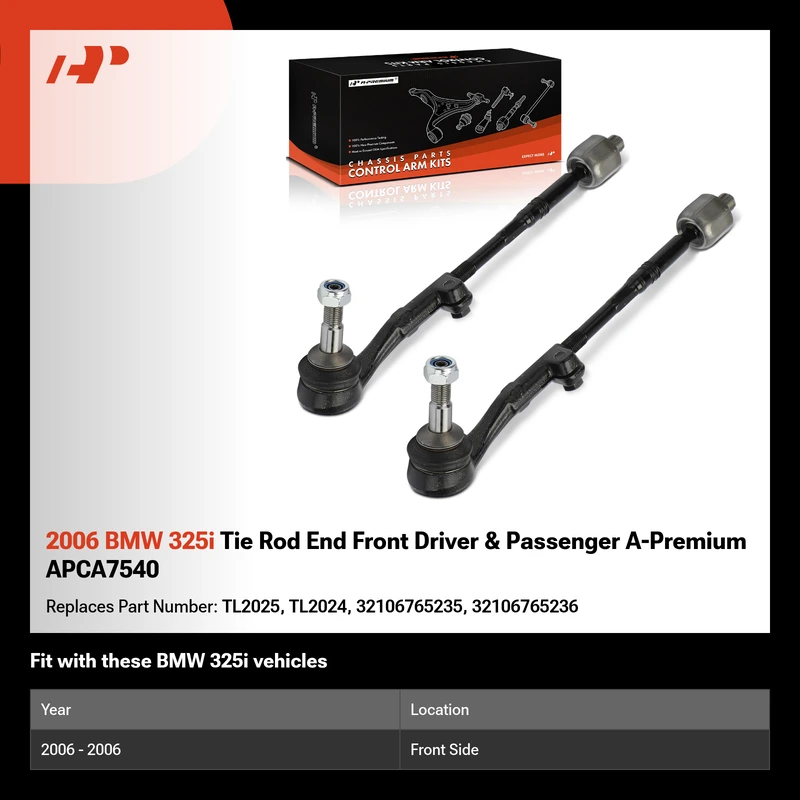 2006 BMW 325i Tie Rod End Front Driver & Passenger A-Premium APCA7540