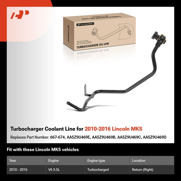 Turbocharger Coolant Line for 2010-2016 Lincoln MKS