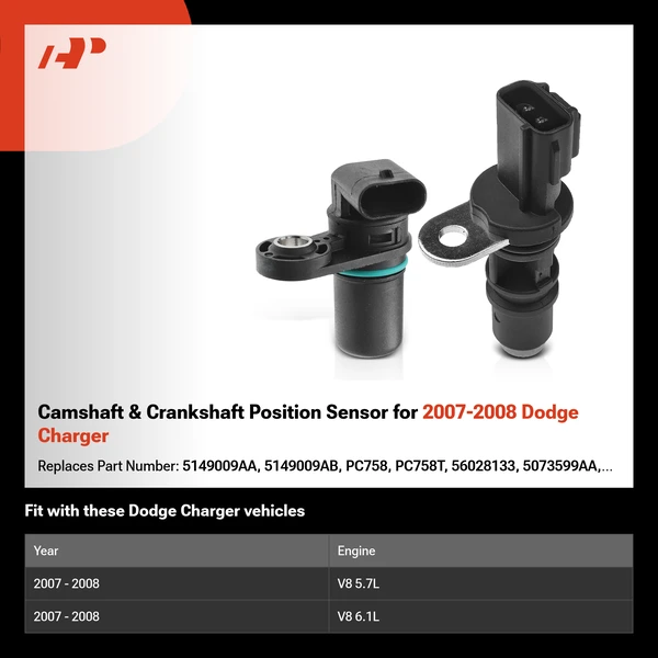 Camshaft & Crankshaft Position Sensor for 2007-2008 Dodge Charger