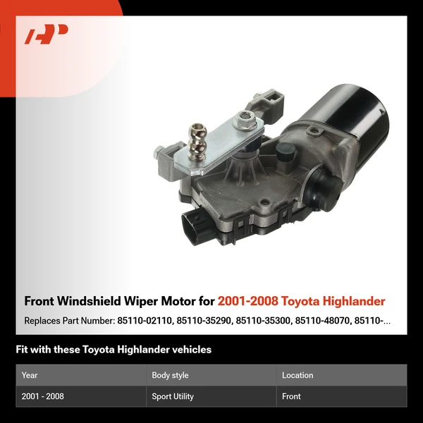 Front Windshield Wiper Motor for 2001-2008 Toyota Highlander