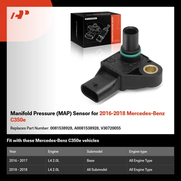 Manifold Pressure (MAP) Sensor for 2016-2018 Mercedes-Benz C350e