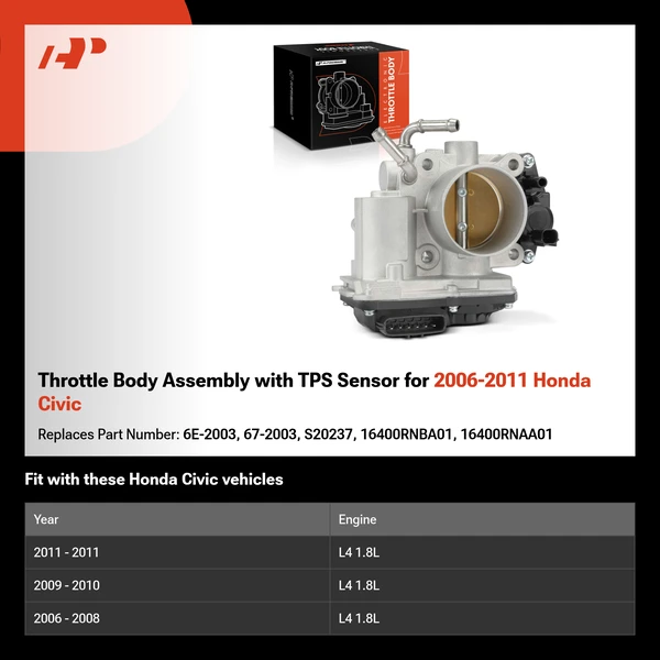 Throttle Body Assembly with TPS Sensor for 2006-2011 Honda Civic