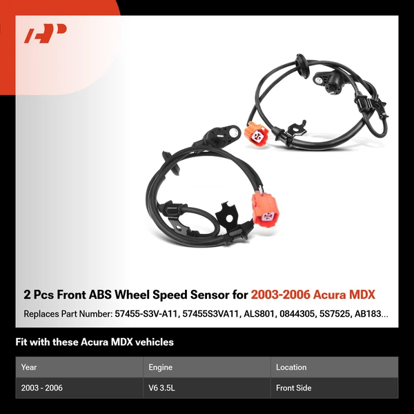 2 Pcs Front ABS Wheel Speed Sensor for 2003-2006 Acura MDX
