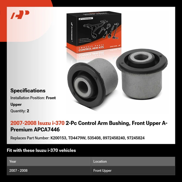 2007-2008 Isuzu i-370 2-Pc Control Arm Bushing, Front Upper A-Premium APCA7446