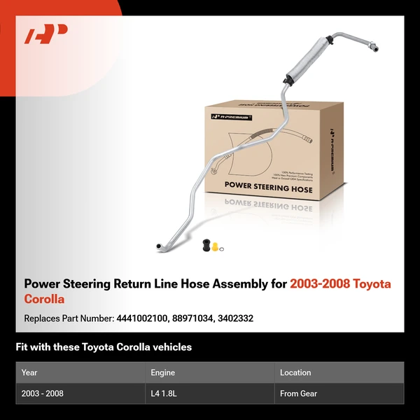 Power Steering Return Line Hose Assembly for 2003-2008 Toyota Corolla