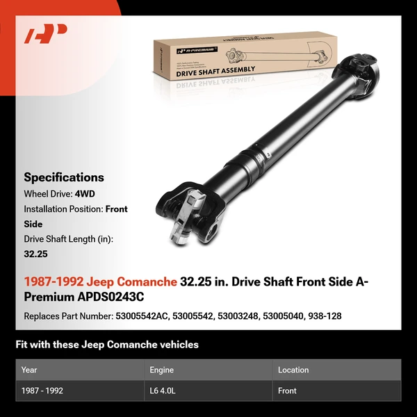 1987-1992 Jeep Comanche 32.25 in. Drive Shaft Front Side A-Premium APDS0243C