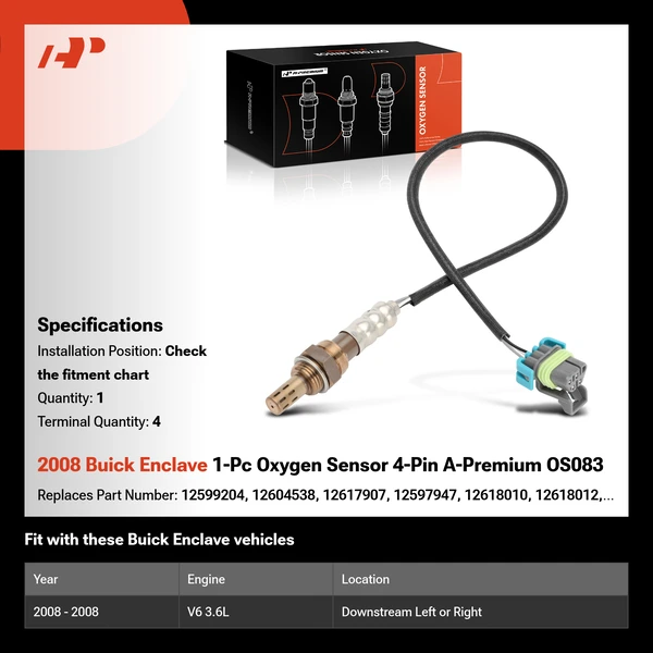 2008 Buick Enclave 1-Pc Oxygen Sensor 4-Pin A-Premium OS083