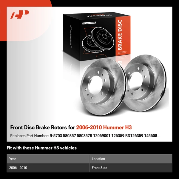 Front Disc Brake Rotors for 2006-2010 Hummer H3