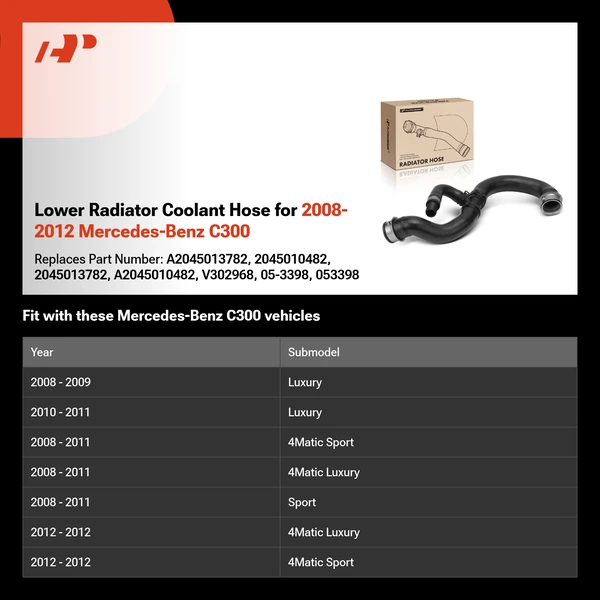 Lower Radiator Coolant Hose for 2008-2012 Mercedes-Benz C300