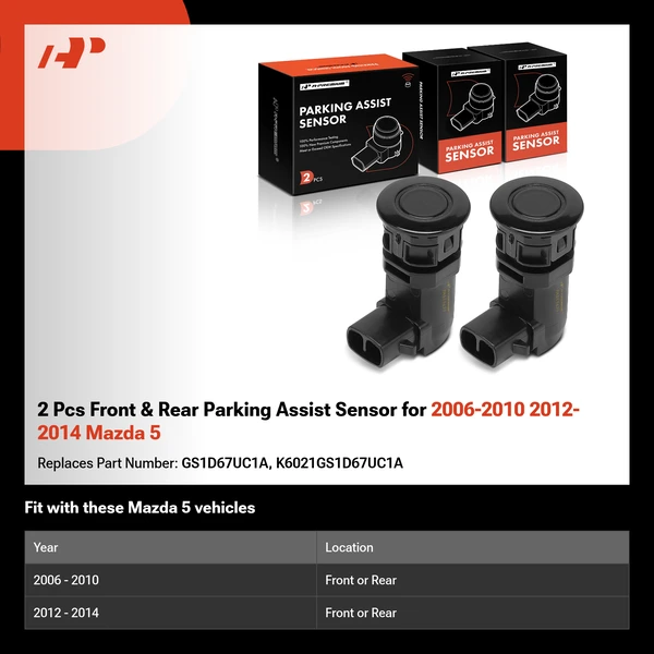 2 Pcs Front & Rear Parking Assist Sensor for 2006-2010 2012-2014 Mazda 5
