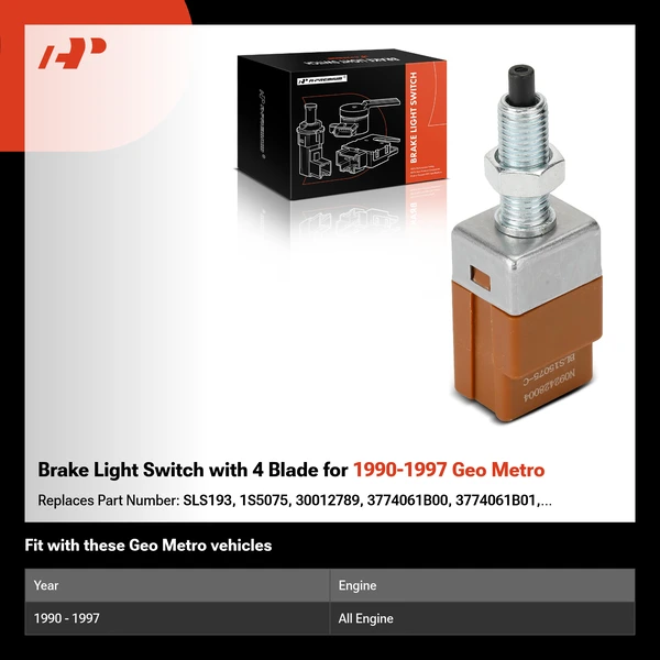 Brake Light Switch with 4 Blade for 1990-1997 Geo Metro