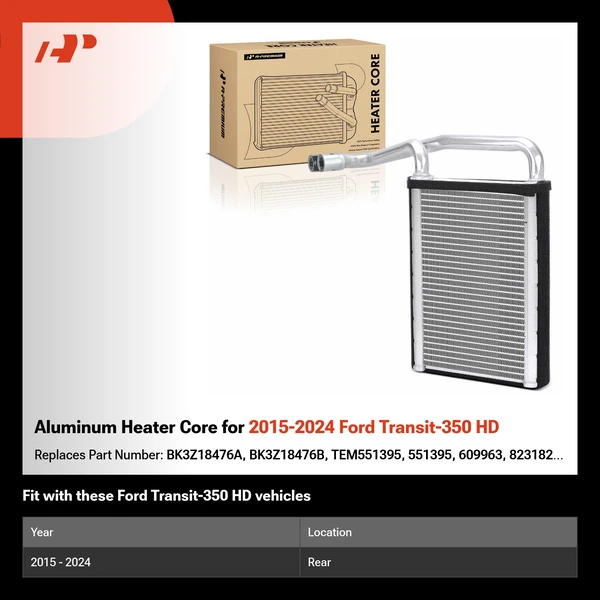 Aluminum Heater Core for 2015-2024 Ford Transit-350 HD