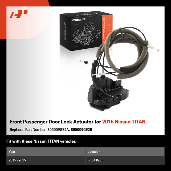 Front Passenger Door Lock Actuator for 2015 Nissan TITAN