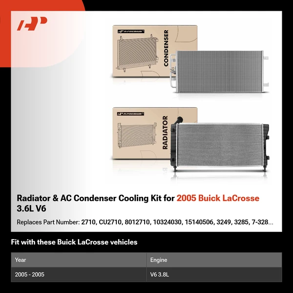 Radiator & AC Condenser Cooling Kit for 2005 Buick LaCrosse 3.6L V6