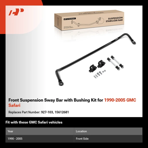 Front Suspension Sway Bar with Bushing Kit for 1990-2005 GMC Safari