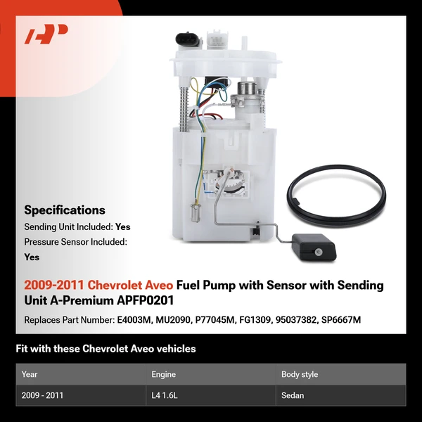 2009-2011 Chevrolet Aveo Fuel Pump with Sensor with Sending Unit A-Premium APFP0201