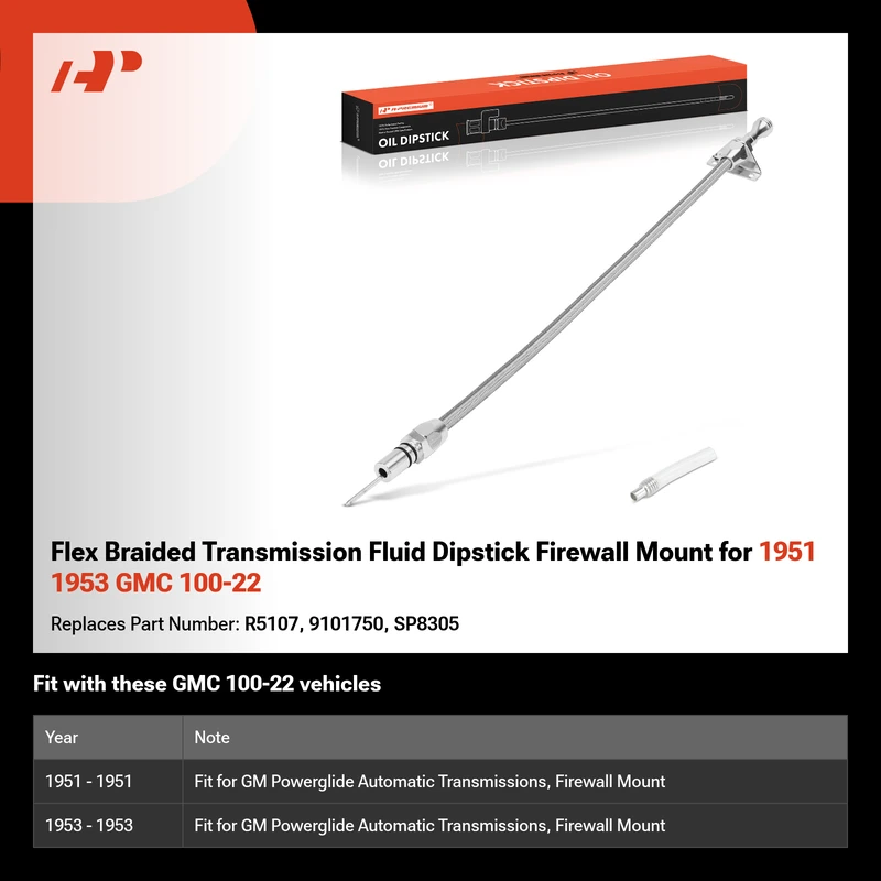 Flex Braided Transmission Fluid Dipstick Firewall Mount for 1951 1953 GMC 100-22