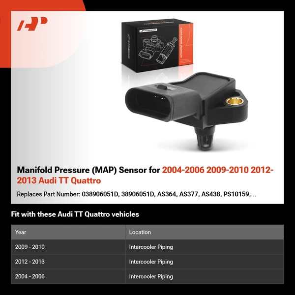 Manifold Pressure (MAP) Sensor for 2004-2006 2009-2010 2012-2013 Audi TT Quattro