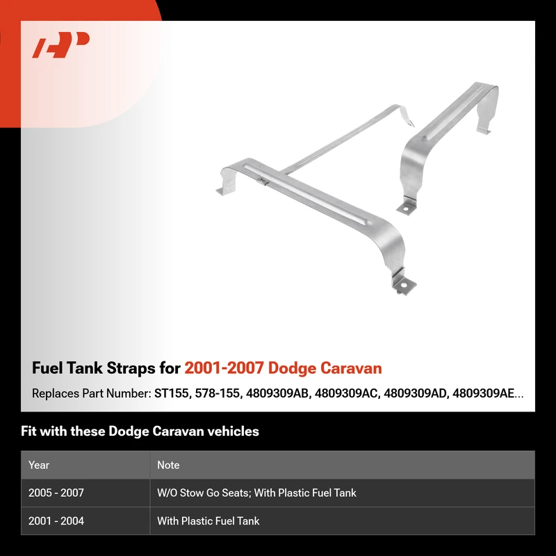 Fuel Tank Straps for 2001-2007 Dodge Caravan