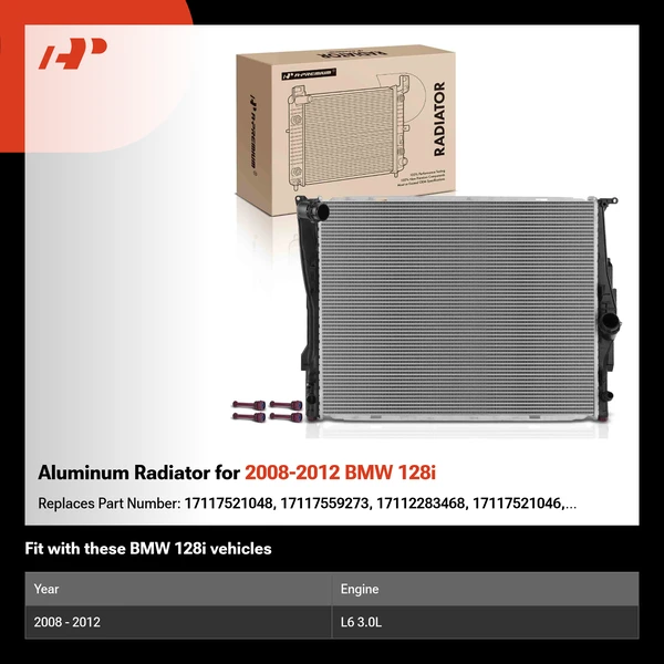 Aluminum Radiator for 2008-2012 BMW 128i