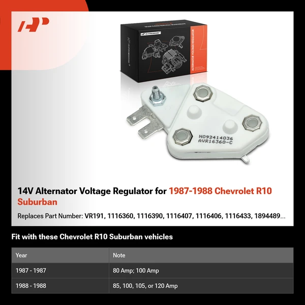 14V Alternator Voltage Regulator for 1987-1988 Chevrolet R10 Suburban