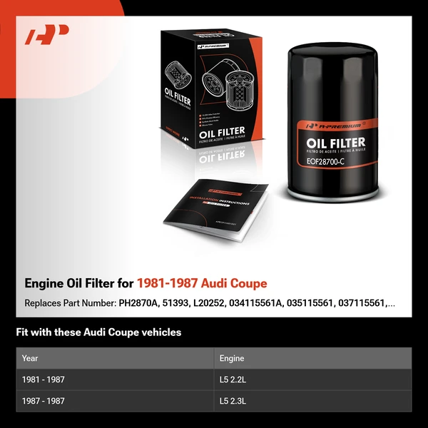 Engine Oil Filter for 1981-1987 Audi Coupe