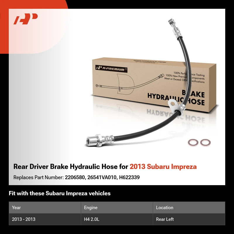 Rear Driver Brake Hydraulic Hose for 2013 Subaru Impreza