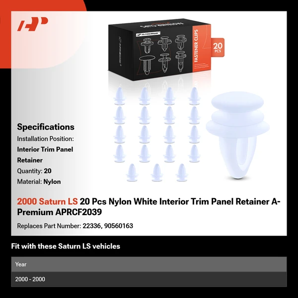 2000 Saturn LS 20 Pcs Nylon White Interior Trim Panel Retainer A-Premium APRCF2039