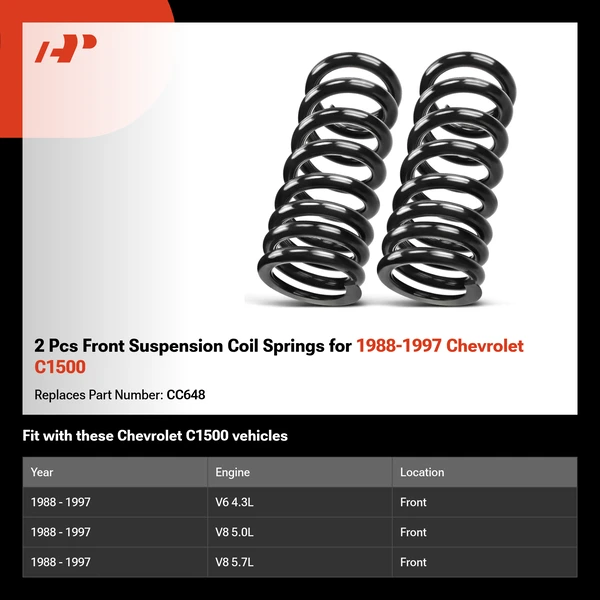2 Pcs Front Suspension Coil Springs for 1988-1997 Chevrolet C1500
